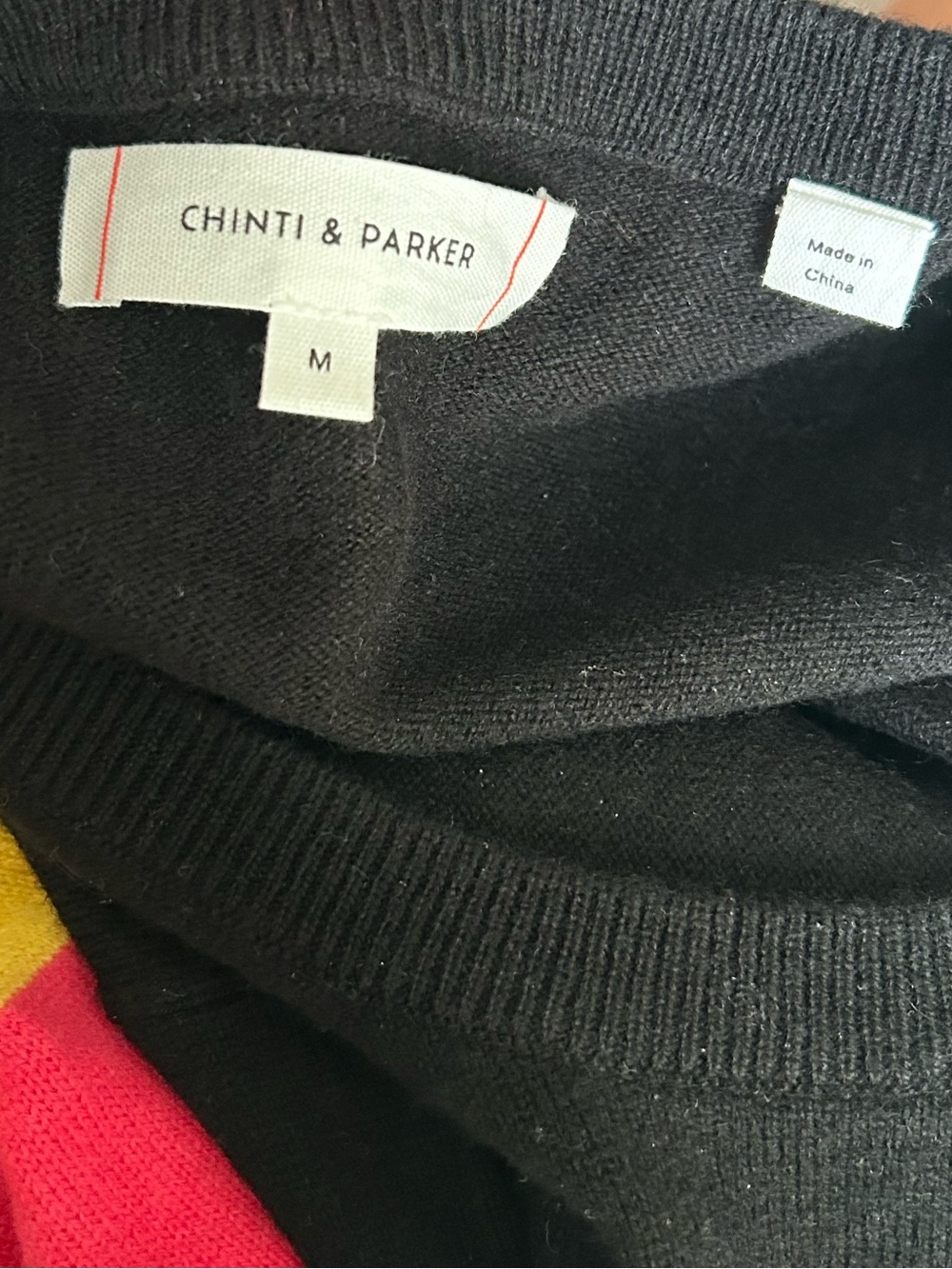 Chinti & Parker Black Sweater with Multicolor 'LOVE' Blocksyy Wool and cashmere - Picture 9 of 11